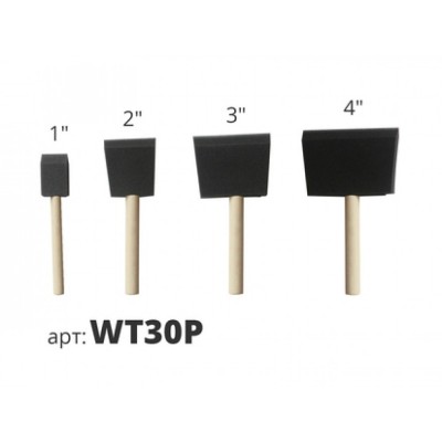 Кисть поролоновая с деревянной ручкой набор (4шт) WT30P