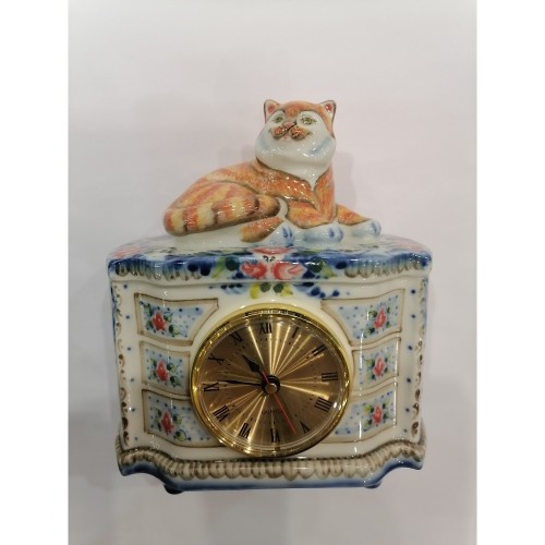Часы Комод (подглазурные цветные краски, кобальт) 145х85х185 1c