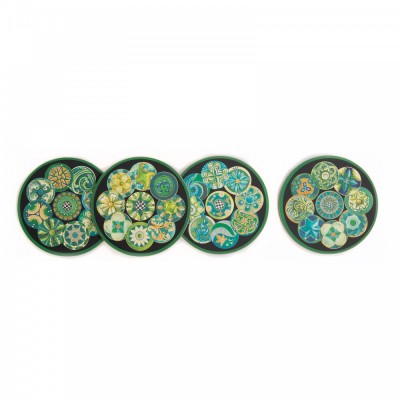 НАБОР ПОДСТАВОК ПОД СТАКАНЫ 4 ШТ. VINTAGE BUTTONS (10х10см) 32622-111